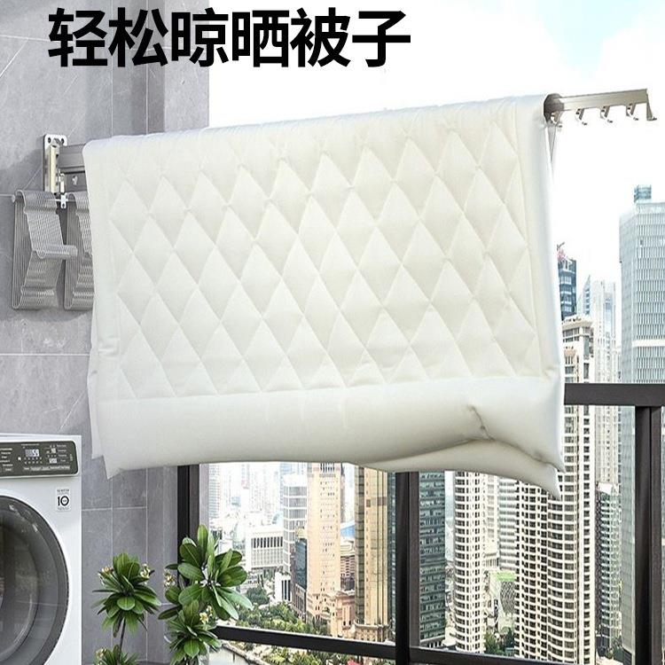 形折隐叠衣架壁挂式阳台家用晾衣59杆晒被子隐形晒衣服架子无其晾
