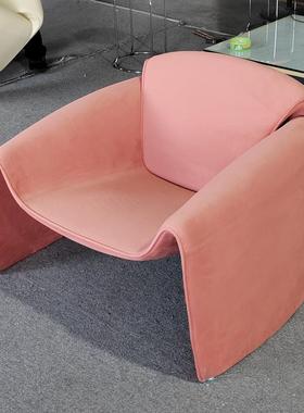 意式极简沙发椅谈设计师布艺待椅酒接店别墅客厅单人DPO洽闲休螃
