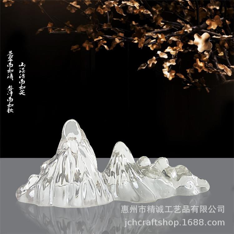 假山透明树脂摆件新款中式酒店展厅大型雕塑室内家居装饰落地摆件
