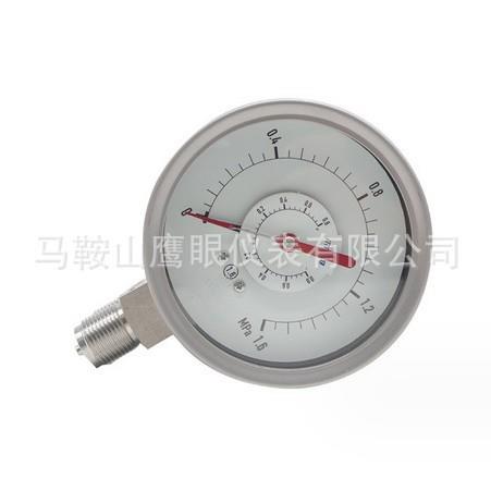 不锈钢压力表 双管双针差压表YTC-100H压力表图片