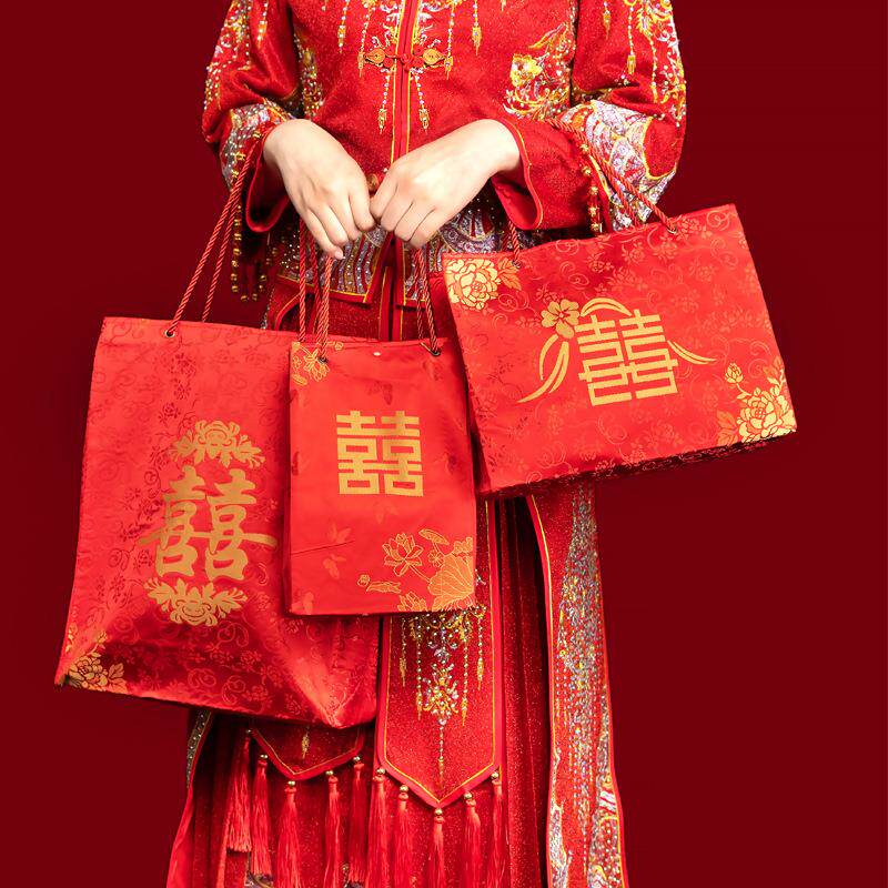 彩礼钱袋布艺红包袋锦缎结婚手提袋十万二十万超大容量礼金袋婚宴