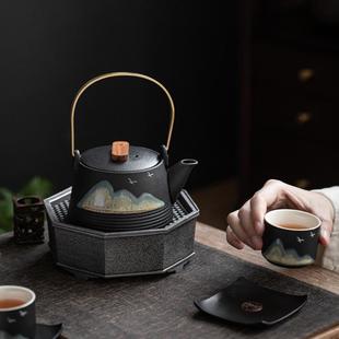 防烫大小号侧把沏茶壶功夫茶具泡茶壶 粗陶瓷茶壶单个家用日式
