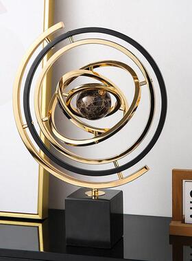 轻奢家居摆饰玄关客厅会所办公室桌面装饰品创意金属大理石地球仪