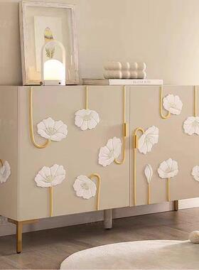 奶油风格入口柜简约彩绘艺术创意鞋柜可存放餐具柜家居现代定制