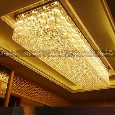酒店大堂会吸顶代灯现简约别墅客厅宴长方形晶灯XGI水奢华餐厅大