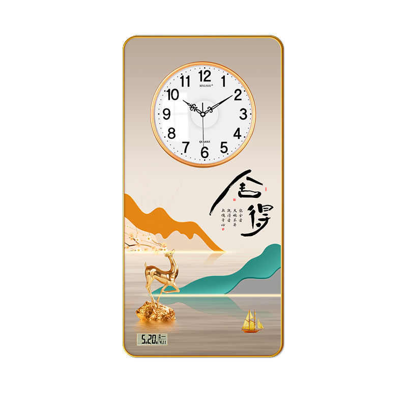 【专属】中国风电子万年历轻奢家用装饰画客厅高级感挂钟餐厅厂家