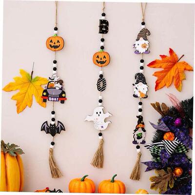 Halloween Pearl String Witch Pumpkin Bat Pendant Funny Terro