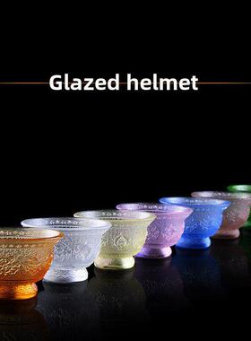 佛前八吉祥供水杯、水晶彩玻璃供水碗、供水杯、佛杯、小观音家居