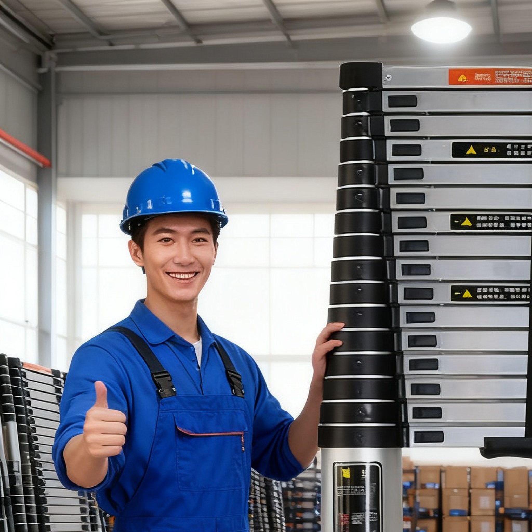 7/8/9米梯子伸缩梯工程升降家用铝合金加厚直梯楼梯竹节折叠阁楼