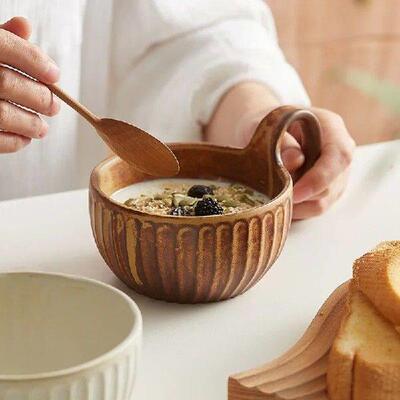 Ahunderjiaz-Nordic Style Ceramic Mug, Retro Breakfast Mug,