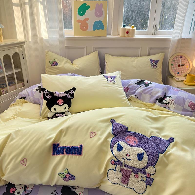 hellokitty水洗棉毛巾绣床上四件套儿童被套床单三件套床上用品