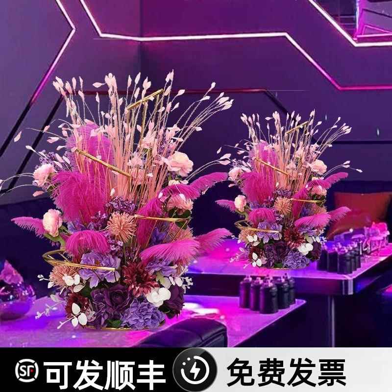仿真花假花摆设轻奢高档螺旋羽毛桌花酒店酒吧ktv摆台花桌面装饰