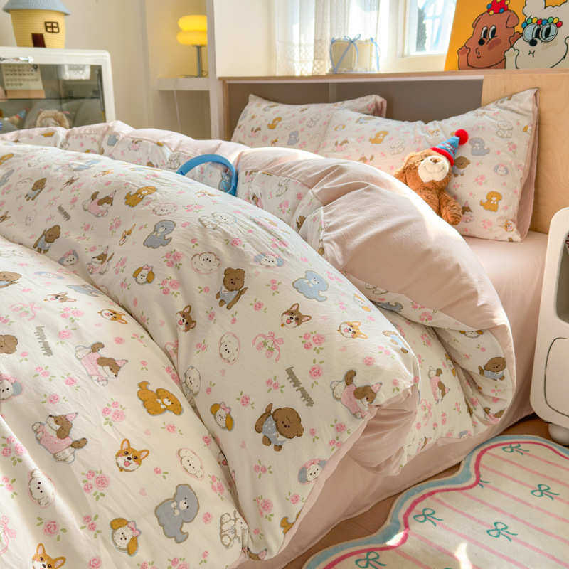 卡通床上用品床单新款可爱件套4被罩2025被套三件套四棉水洗件,床上用品,床品套件/四件套/多件套,淘宝优惠券,粉丝福利购,淘宝优惠卷