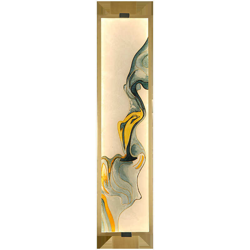 新中式全铜壁灯珐琅彩客厅背景墙灯免布线充电过道卧室床头壁画灯