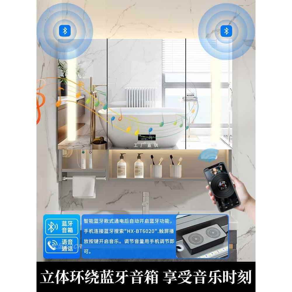 ft不锈钢智能毛巾杆浴室镜柜挂墙式抽纸口收纳除雾90高活动层板