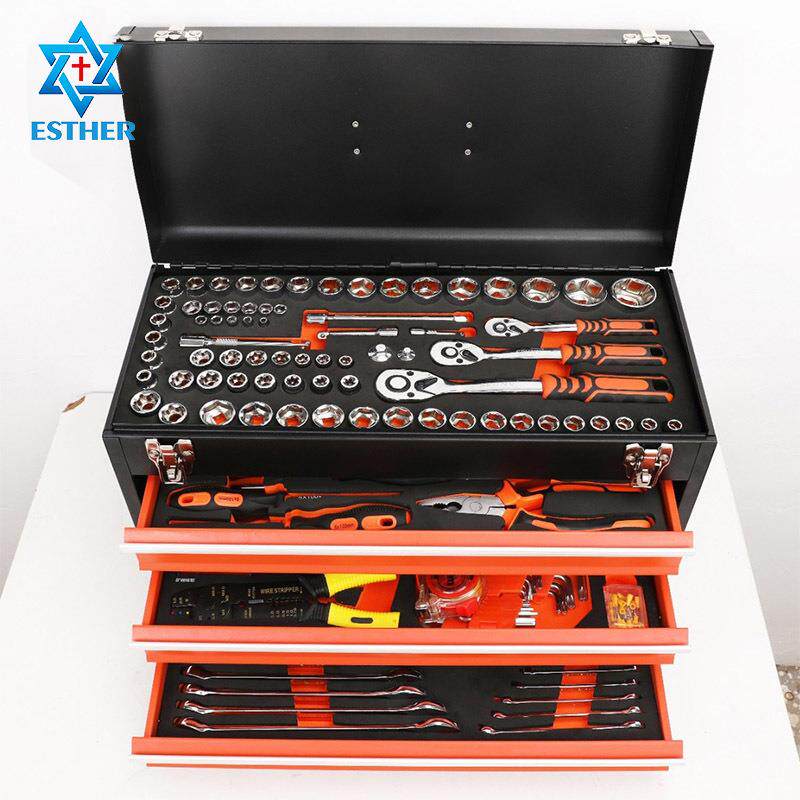 直销外贸工具组套便携式三抽小型自锁工具箱408件工具箱