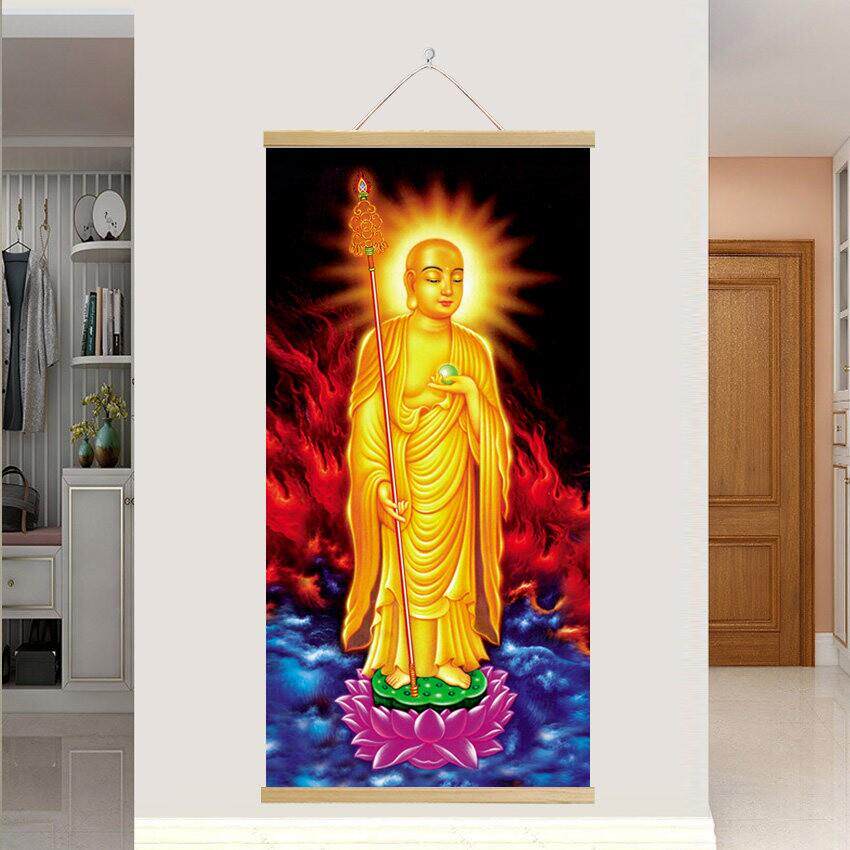 南无地藏王菩萨像挂轴画地藏王卷轴高清佛像佛堂装饰画定做