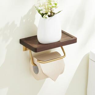 卫生间免打孔胡桃木纸巾架厕所卷纸架卫生纸置物架纸巾盒纸巾挂钩