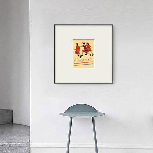Running Girls 法式小众艺术装饰画餐厅书房墙壁画复古中古风挂画