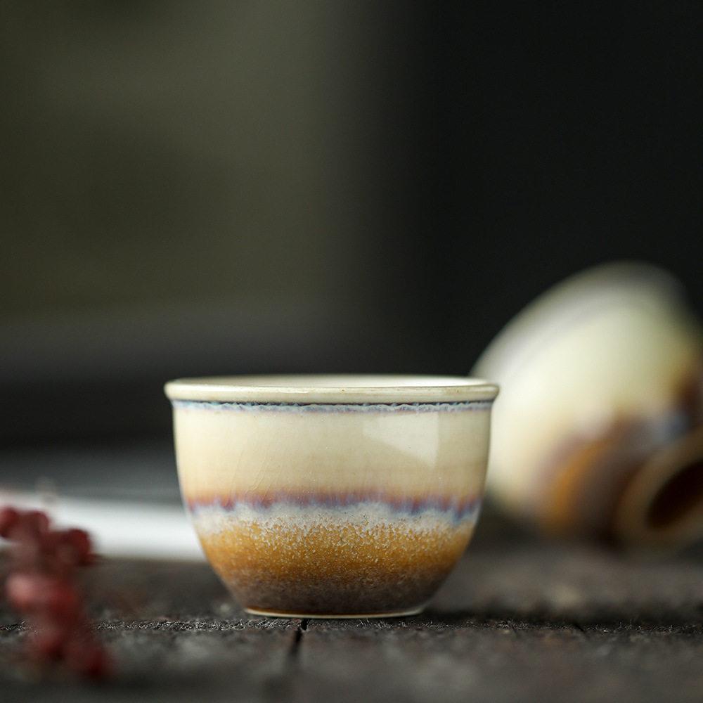 景德镇柴烧陶瓷品茗杯个人单杯主人杯功夫茶具家用茶盏泡茶碗柴烧
