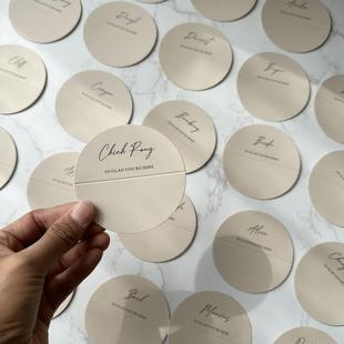 定制婚礼席位卡裸粉色桌卡宾客名卡 对折式半圆形 Place Card