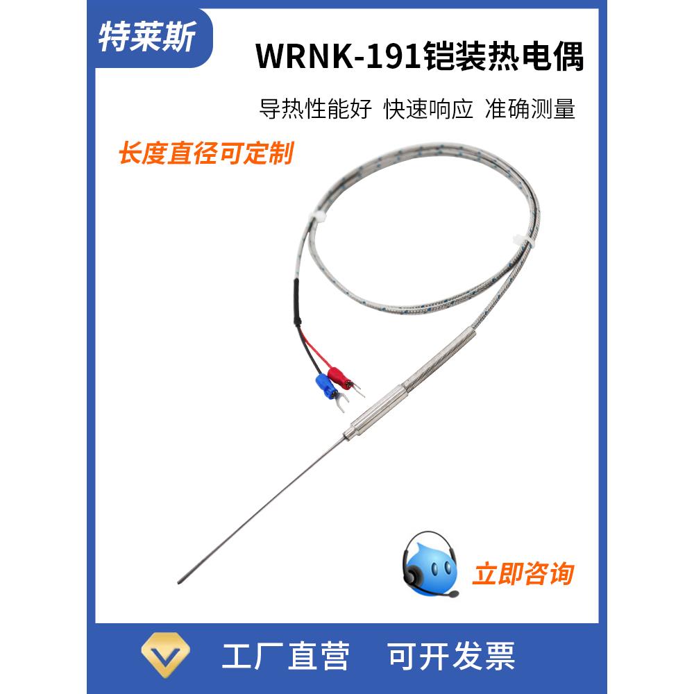 K型铠装热电偶WRNK-191/K型可弯曲探针式感温探头温度传感器pt100