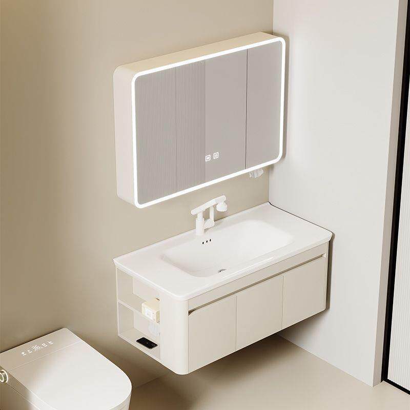 太空铝蜂窝侧柜圆弧浴室柜组合陶瓷一体盆侧收纳浴室柜卫生间洗手