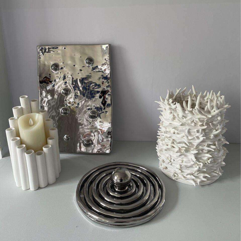 现极简陶瓷花样板间客厅餐桌居家插花摆件花器装饰品创意设计