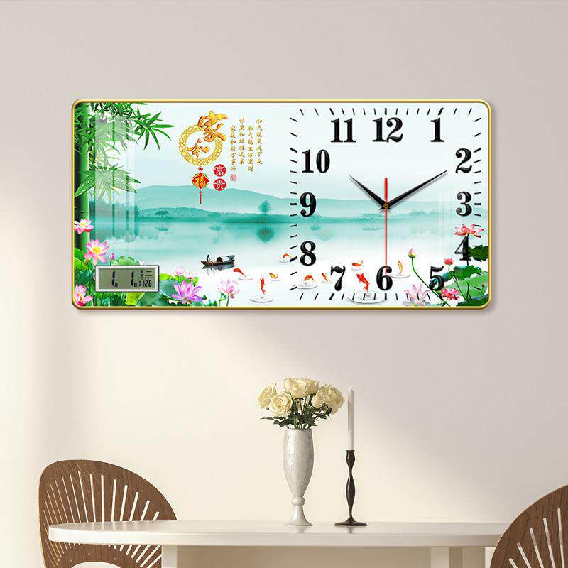 餐厅装饰画时钟简约现代壁挂钟表客厅创意家用静音挂钟2026新款钟