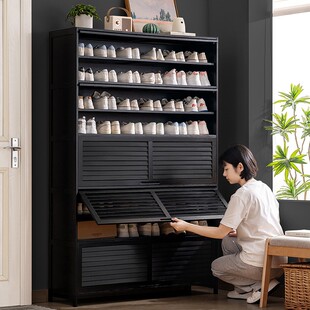 门口鞋柜高款立式入户柜一体门外走廊用极窄家用鞋架子多层带门