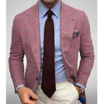 Men's plaid lapel long sleeved suit jacket for men's