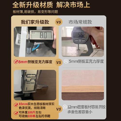亚克力旋转书架360度书桌旁置物架落地收纳可移动实木生态板书柜