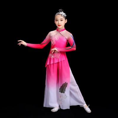 高档儿童扇演子舞出服古胶州秧歌表演舞手绢舞伞女童典民族舞蹈服