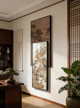新中式玄关装饰画2026新款入户走廊过道背景墙挂画宋代美学叠加画