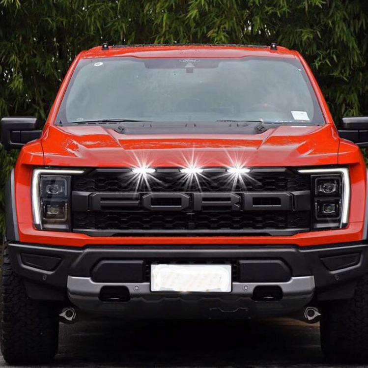 适用22-24年福特猛禽F150中网小灯LED日行灯前中网格栅警示灯行车