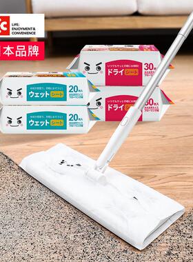 日本LEC静电除尘纸拖把懒人一次性拖布平板拖地家用吸尘毛发
