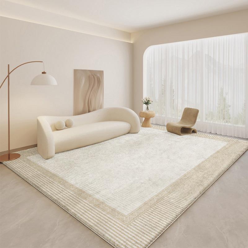 奶油风客厅地毯简约家用仿羊绒卧室床边毯高级感沙发茶几地毯