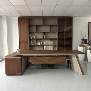 需定制新中式现代简约办公桌大班台高端实木老板桌总裁办公室桌椅