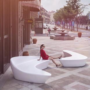 玻璃钢座椅户外创意景观靠背坐凳商场休闲椅公共休息椅美陈椅