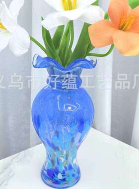 法式中古芬顿高脚杯琉璃花瓶摆件客厅轻奢高档创意插花瓶