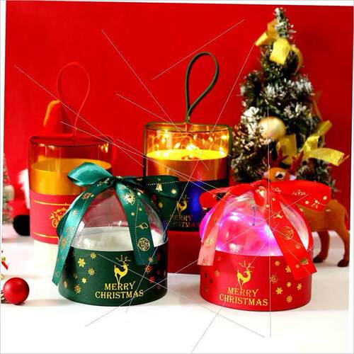 Gold foil half round clear Christmas apple hug bucket