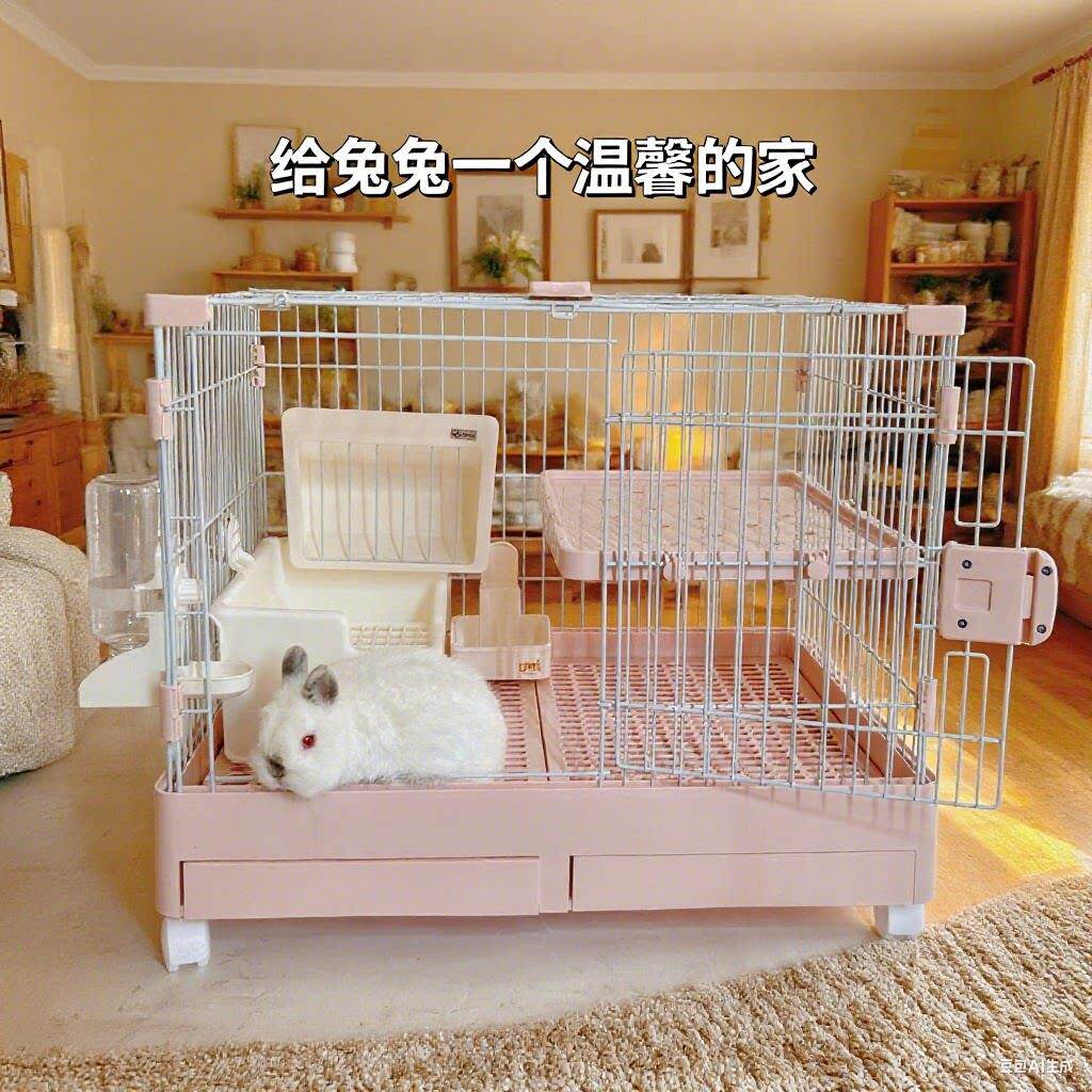雷森兔笼子家用抽屉式中小号兔窝荷兰猪笼双层别墅宠物兔子笼小宠