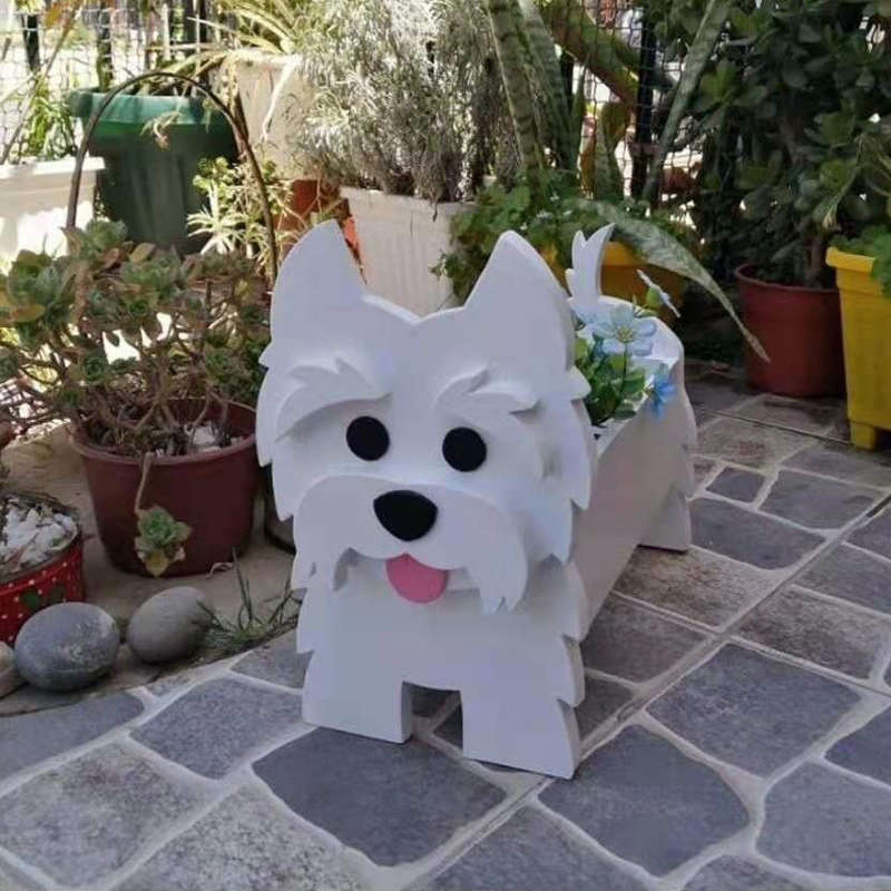 庭院花园阳台摆件摆饰卡通狗斗牛犬花盆花架桌面插花Dog Planter