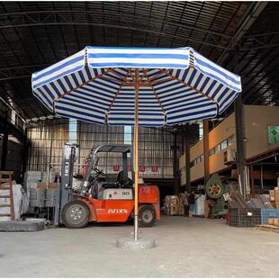 条纹中柱伞8骨铝合金沙滩太阳伞条纹带垂边庭院伞室外摆摊遮阳伞