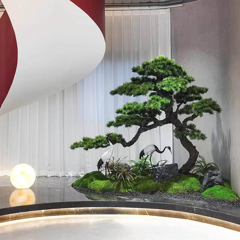 精品松树迎客松仿真树罗汉松装饰摆件室内外大型景观假树绿植造景