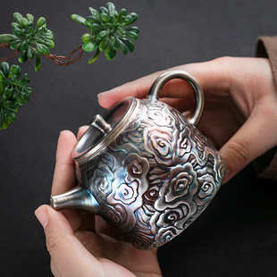 七彩仿古鎏银陶瓷玄纹壶功夫茶具防烫茶壶过滤家用泡茶器 新中式
