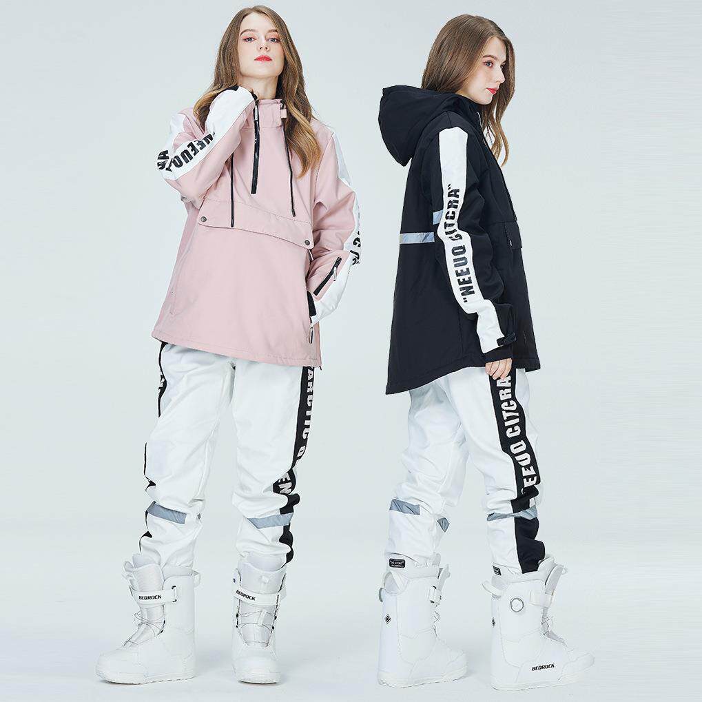 滑雪帽衫滑雪服女男情侣款单板滑雪衣保暖加厚滑雪服帽衫套装