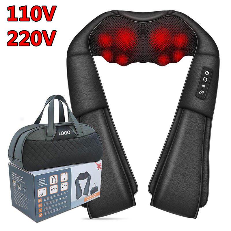 跨境110V220V颈椎按摩器按摩披肩揉捏热敷电动家用腰背肩颈按摩仪