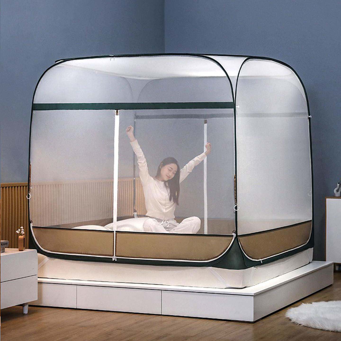 喜富锦蒙古包蚊帐2025新款A类无底T型免安装三门全罩式双人家用