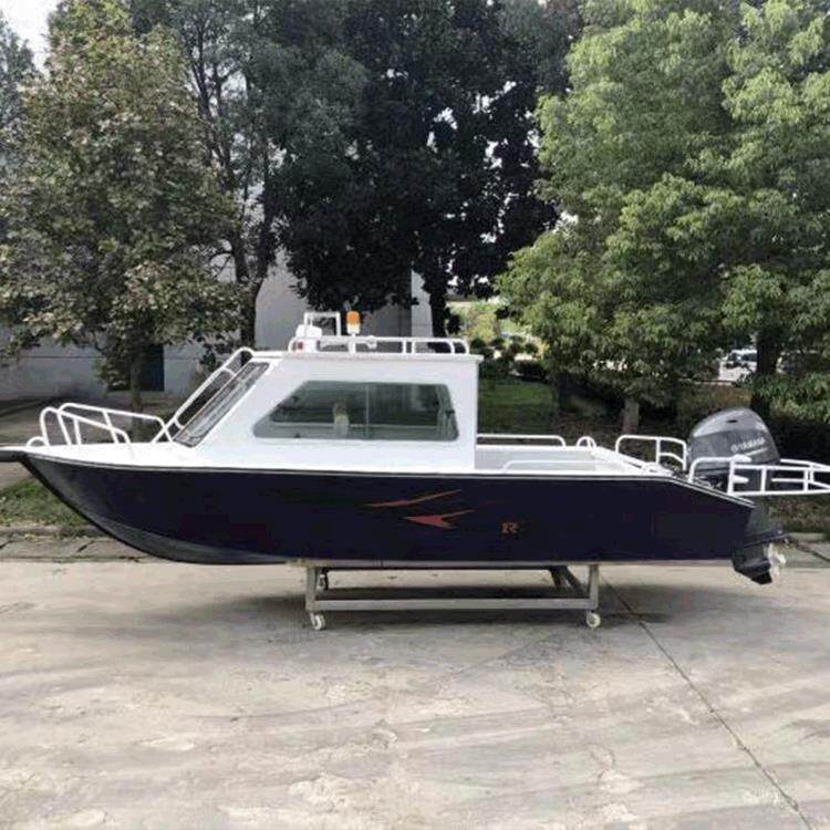 铝合金半棚快艇敞开艇内湖渔船海钓工作艇钓鱼船海钓专用船用
